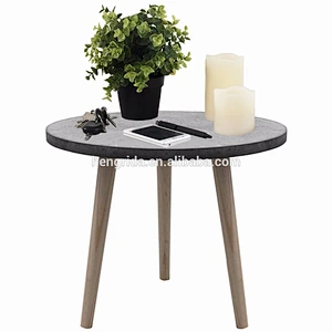 3 legs solid wood coffee table with cement top