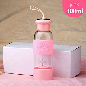 portable food grade 300ml automatic glass self stirring mug with string for travel coffee mug