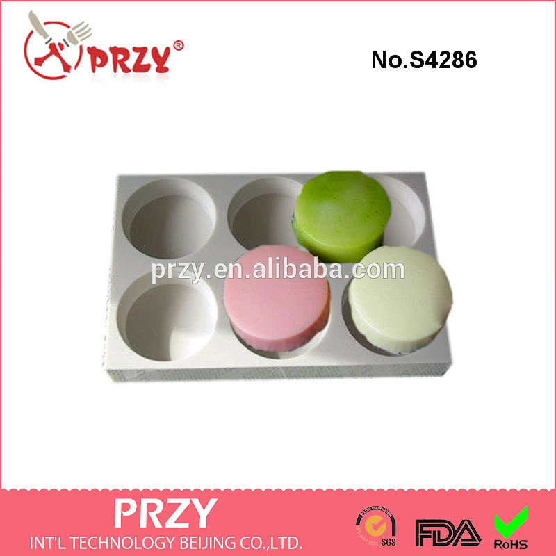 S4286 Round Shape 6 cavity handmade tray mold silicone loaf soap mold silicone mould