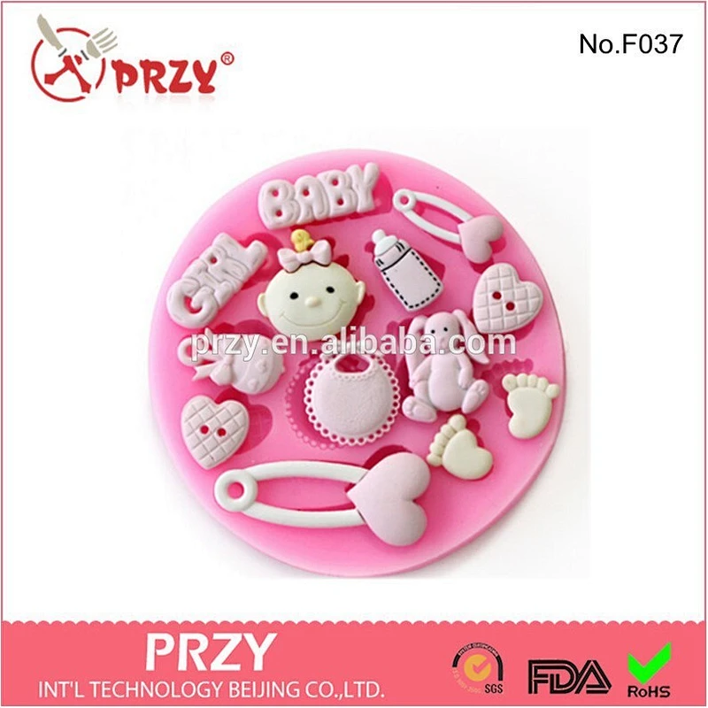 Baby girl silicone fondant mold, cake decorating mold