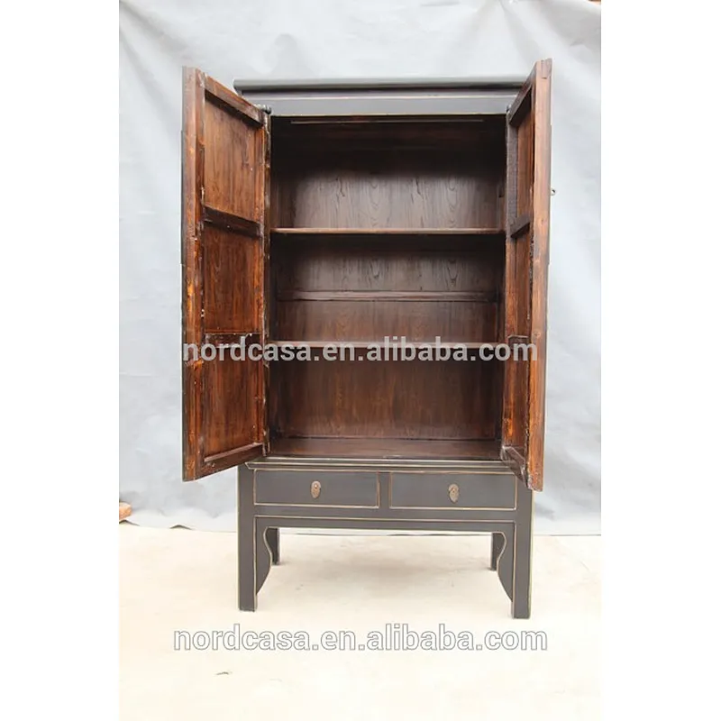 Red or Black chinese wedding tall antique cabinet in reclaimed wood with antique style chinese wardrobes of antique furniture