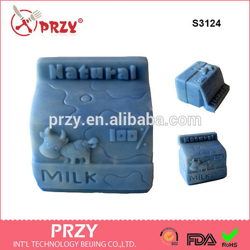 S3124 Wholesale Cheap Food Grade Custom Different Shape Half side shaped Milk Box Silicone Soap Mold