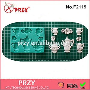 F2119 PRZY food grade Tea Set silicone fondant mold