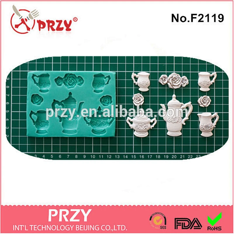 F2119 PRZY food grade Tea Set silicone fondant mold
