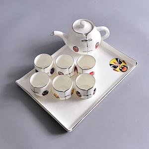 Beatiful porcelain cold water bottle with 6pcs teacup sets for home