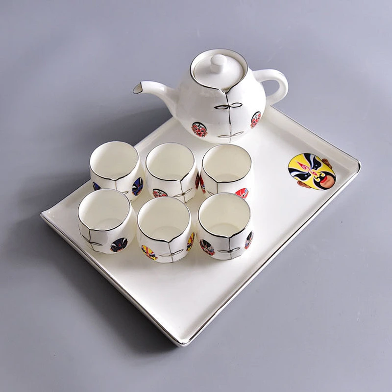 Beatiful porcelain cold water bottle with 6pcs teacup sets for home