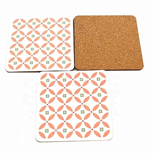 Promotional printing cork backed drink coasters MDF wooden craft coasters