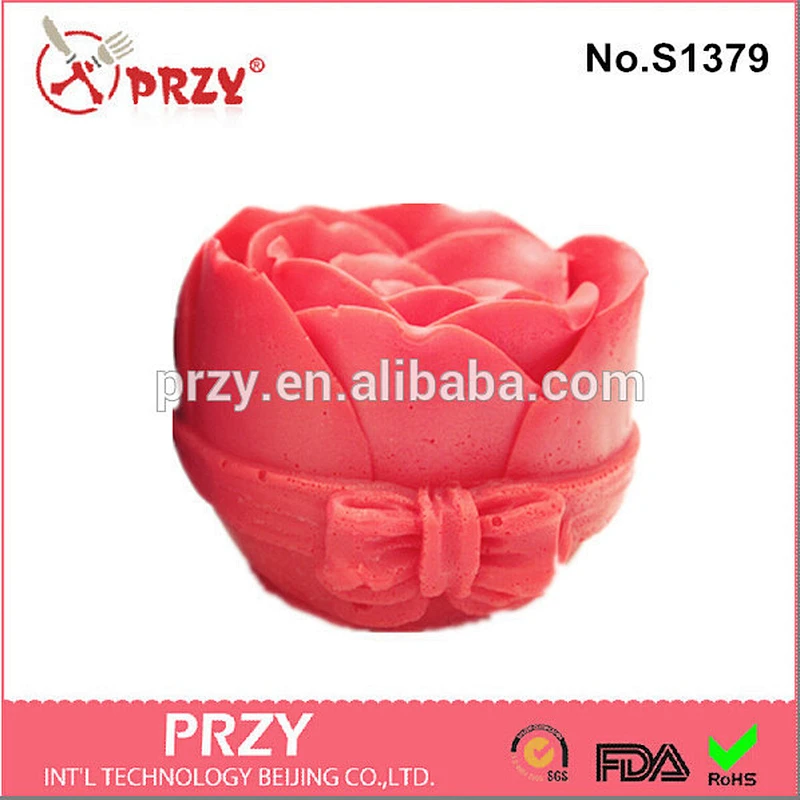 S1379 PRZY 3d rose silicone candle mold rose shape silicone soap mold