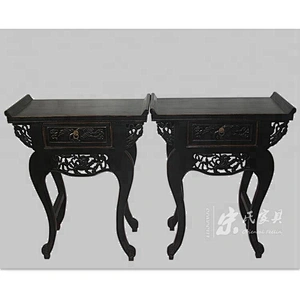 Chinese Antique Vintage Pinewood Shanxi Carved Mini Table