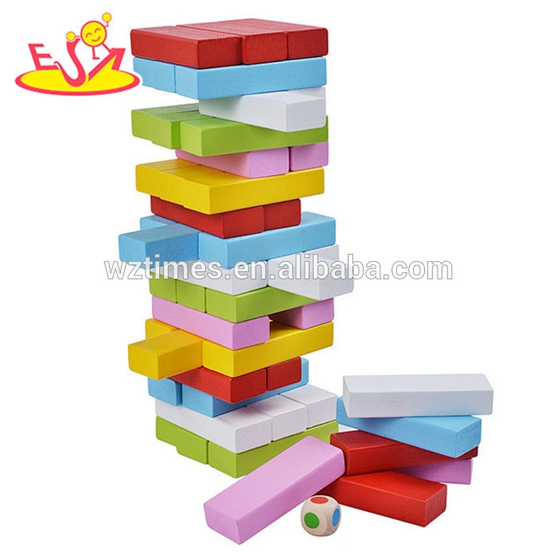 Venta al por mayor venta caliente 48 unids niño de madera apilar ladrillos de juguete de enseñanza de ayuda niño de madera apilar ladrillos juguete W13D151
