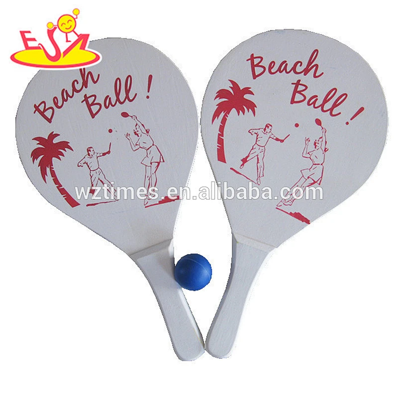 Wholesale top quality wooden toy beach tennis set benefits to baby's muslc exercise W01A111
