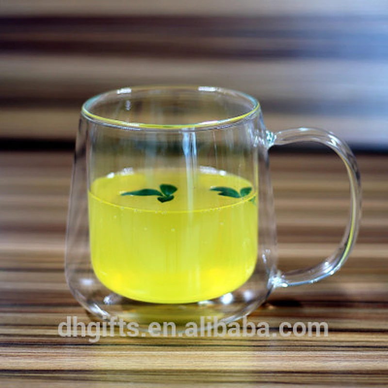 2018 full stock double wall 450ML borosilicate glass transparent coffee mug