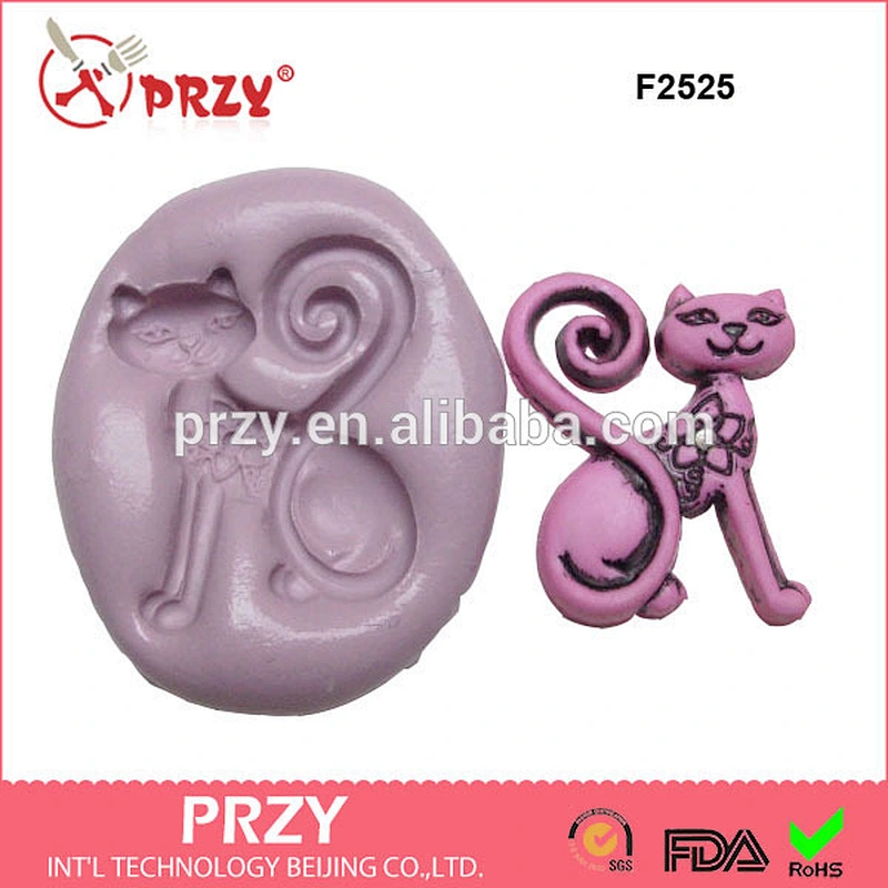 F2525 PRZY Beijing Manufacturer OEM Good Price Custom Silicone Molds cat animal fondant silicone mold for cake decoration