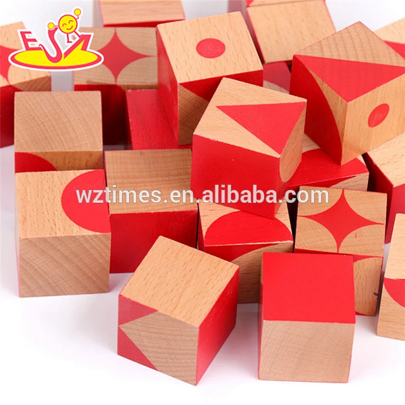 Wholesale educational wooden toy 3d cube puzzle for baby diy buildingn images W14G045