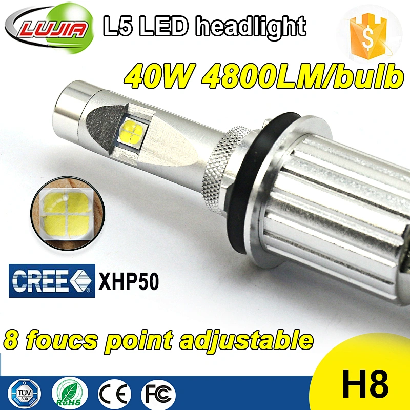 Sample Order Available!Adjustable Fanless XHP50 auto led front L5 H7 H8 H9 H10 H11 H16 XHP50 4800lm LED Car Headlight