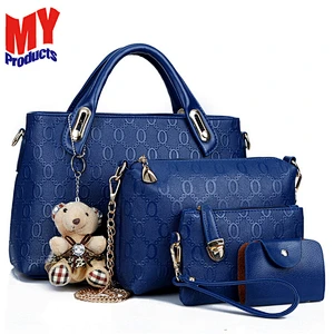 Custom Design Fashion Cork Fabric Handbags Wholesale 4pcs Handbag Set