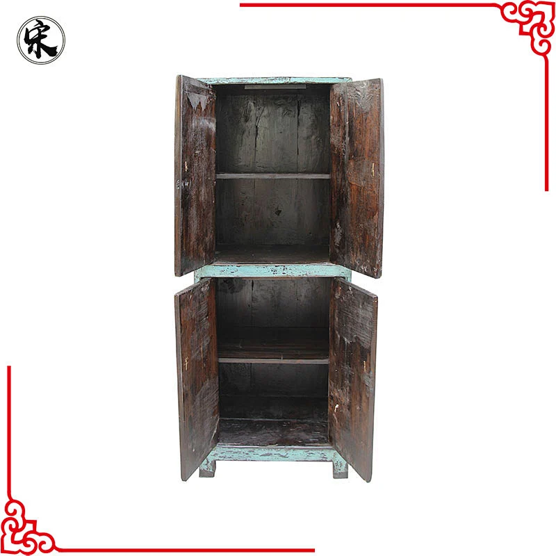 chinese vintage old industrial lacquered furniture, bedroom wardrobe