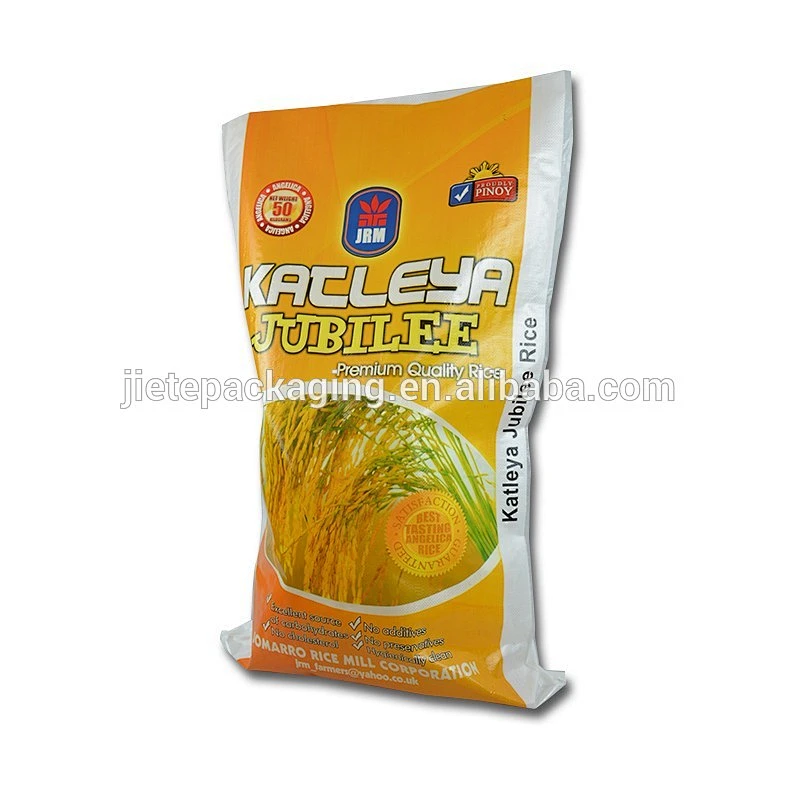 laminated polypropylene pp material and hot stamping surface handling woven rice bag 50kg