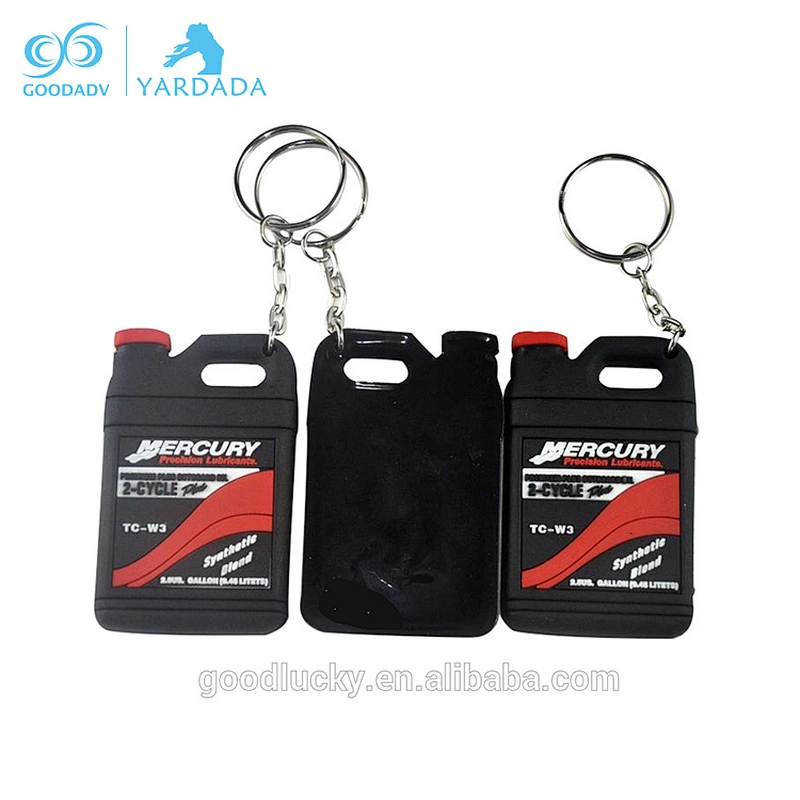 bottle shape plastic rubber custom keychain brand
