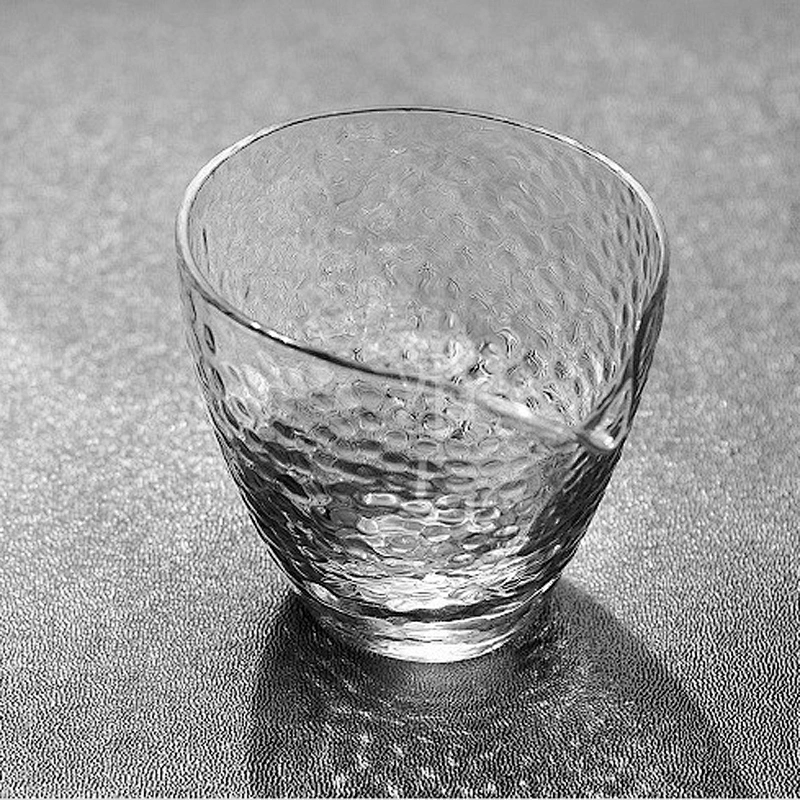 Hot Selling Hand Blown Glass Milk water ripple design 200ml for teaware