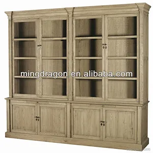 Antique Rustic Style Recycled Oak Wood Natual Bookshelf