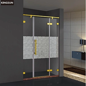 K-58 Shower Cubic Design Door Handle Lock 6mm Tempered Folding Glass Door Price