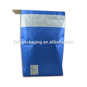 25kg blue kraft paper block bottom valve bag for packing putty, mortar, glue, cement