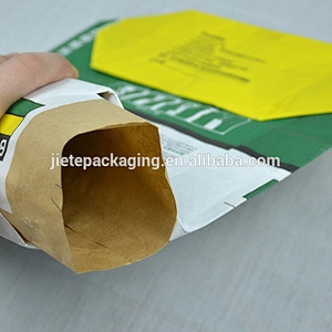 Printed kraft paper valve bag for packing putty, glue, mortar, plaster 5kg