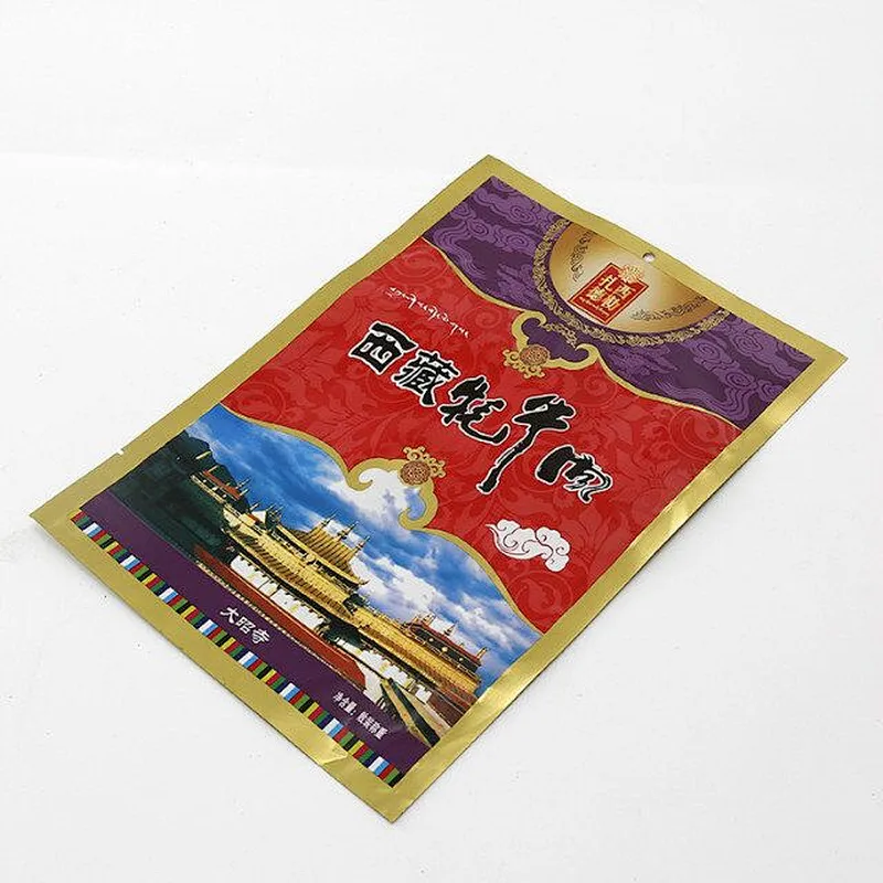 PE transparent color printing self-sealing food bag for beef packaging