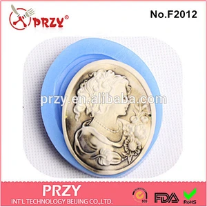 F2012 PRZY cameo lady fondant custom silicone bake mold