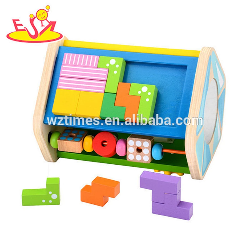 Buntes Puzzlespiel des Großhandels und hölzernes Multifunktionsspielzeug der Blöcke für Unterhaltung W12D092 des Babys
