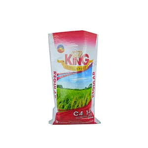 Manufacturer red customized 50kg pp woven rice grain packing bag for export