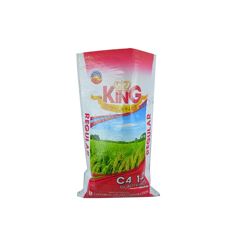 Manufacturer red customized 50kg pp woven rice grain packing bag for export