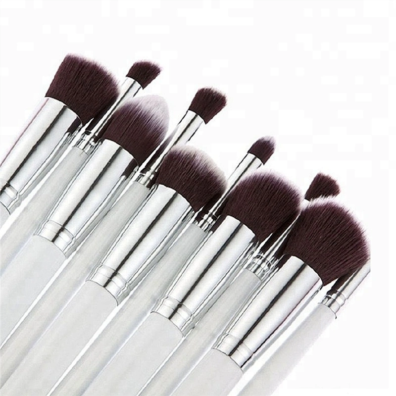White 10pcs Cosmetic Synthetic Hair Makeup Brush Set Private Label