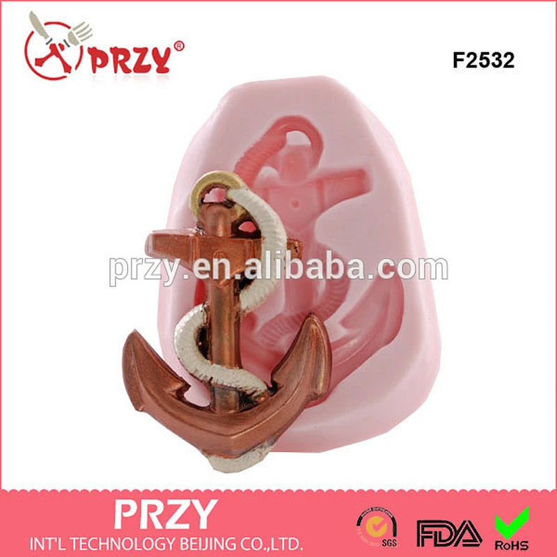 F2532 new products silicone baking Ship Anchor fondant silicone mold Ship Anchor cake decorative silicone mold