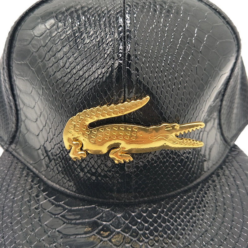 Custom 5-panel pu leather flat visor baseball hat men baseball caps with embroidery