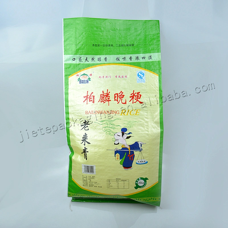 25kg pp woven rice packaging bag for grain green