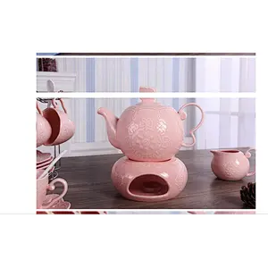 New design multifunctional coffee cup set 6 cups and spoon matching iron frame/three pot/pot holder