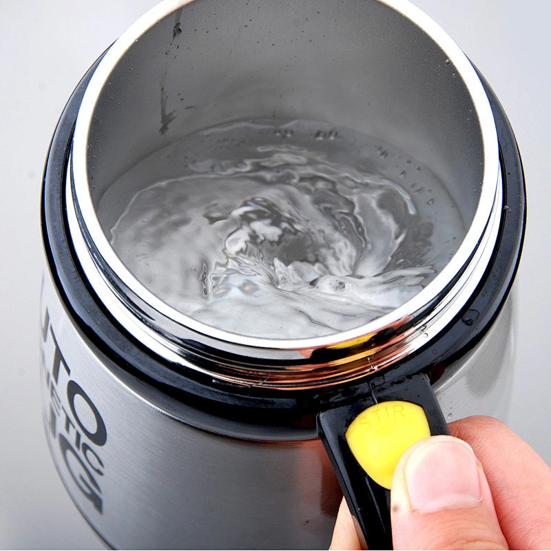 Office Lazy Self Stirring Mug Auto Mixing Magnetized stirring cup small cup stainless steel shell with handle for Home Gifts