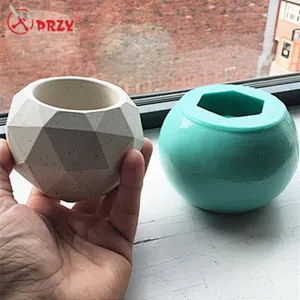 PRZY hot sale Cement flower pot Mold Silicone Concrete Planter Molds 3d vase concrete decorations molds