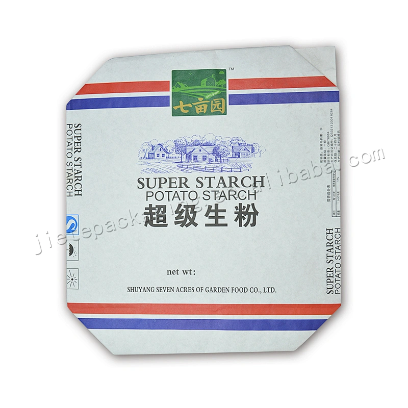Stand up white kraft paper flour bag for potato starch, corn wheat flour,green bean powder