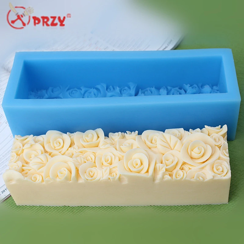 Valentine's Day Rose toast Soap moulds silicone Rectangle Loaf Silicone rose soap Molds