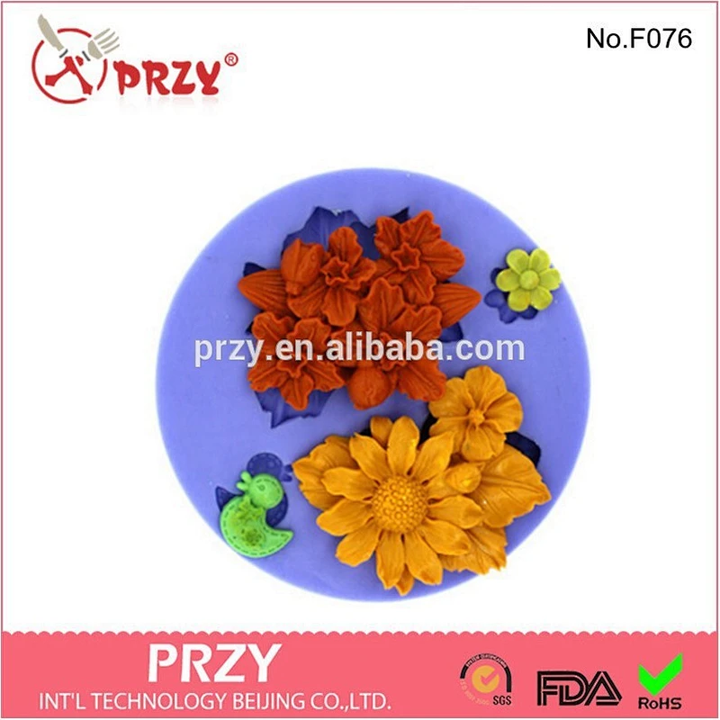sunflower Circle shape silicone fondant mold silicone mold for cake decoration