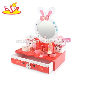 Wholesale beautiful dressing table design cartoon wooden dresser toy for baby W10D164
