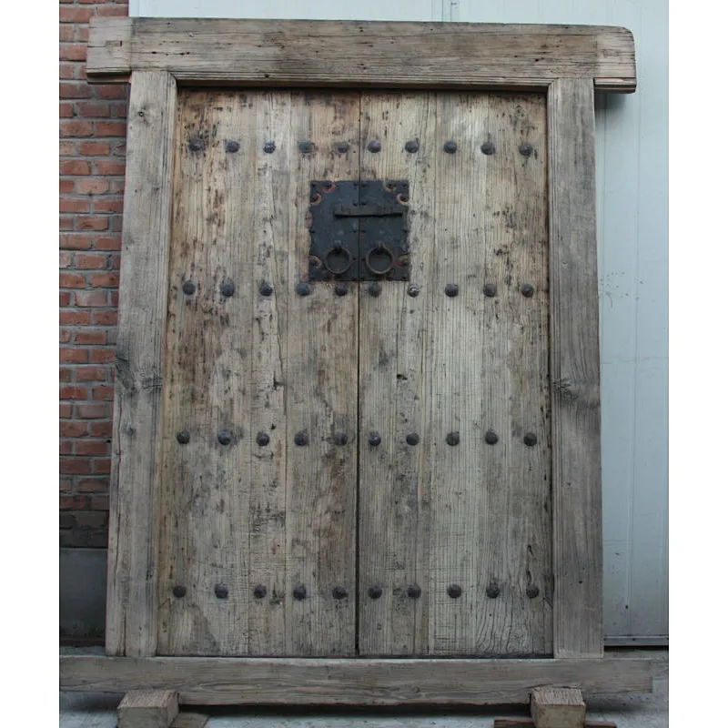 Chinese Antique Natural Shanxi Recycle Elm Wood Folding Doors with frame