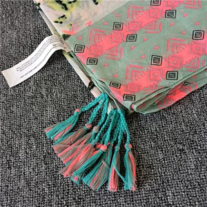 Best Selling Product Muslim Scarf Hijab Butterfly Print Silk Fabric