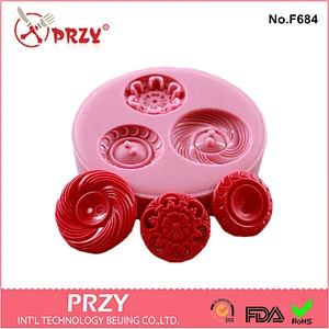 F684 PRZY Vintage Button Casting Mold Flexible Silicone Mold fondant
