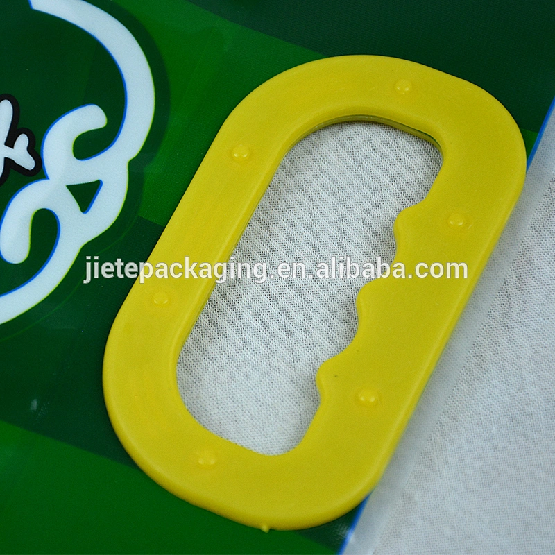 *Customized plastic PE vacuum rice bag with plastic handle and air hole for 5kg grain,bean,wheat,flour