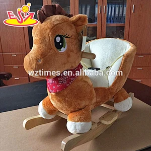 2018 New design sheep animal baby wooden rocking horse kit wholesale cheap kids wooden rocking horse kit with music W16D098