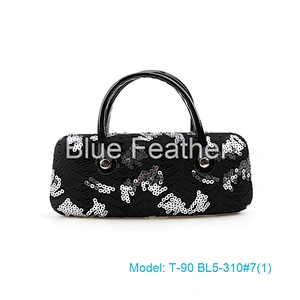 Glitter PU leather eyewear optical glasses case sunglass case with handle